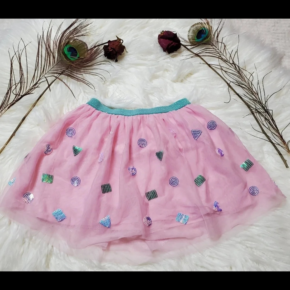 Cat & Jack Pink Sequin Shapes‎ Tutu Skirt